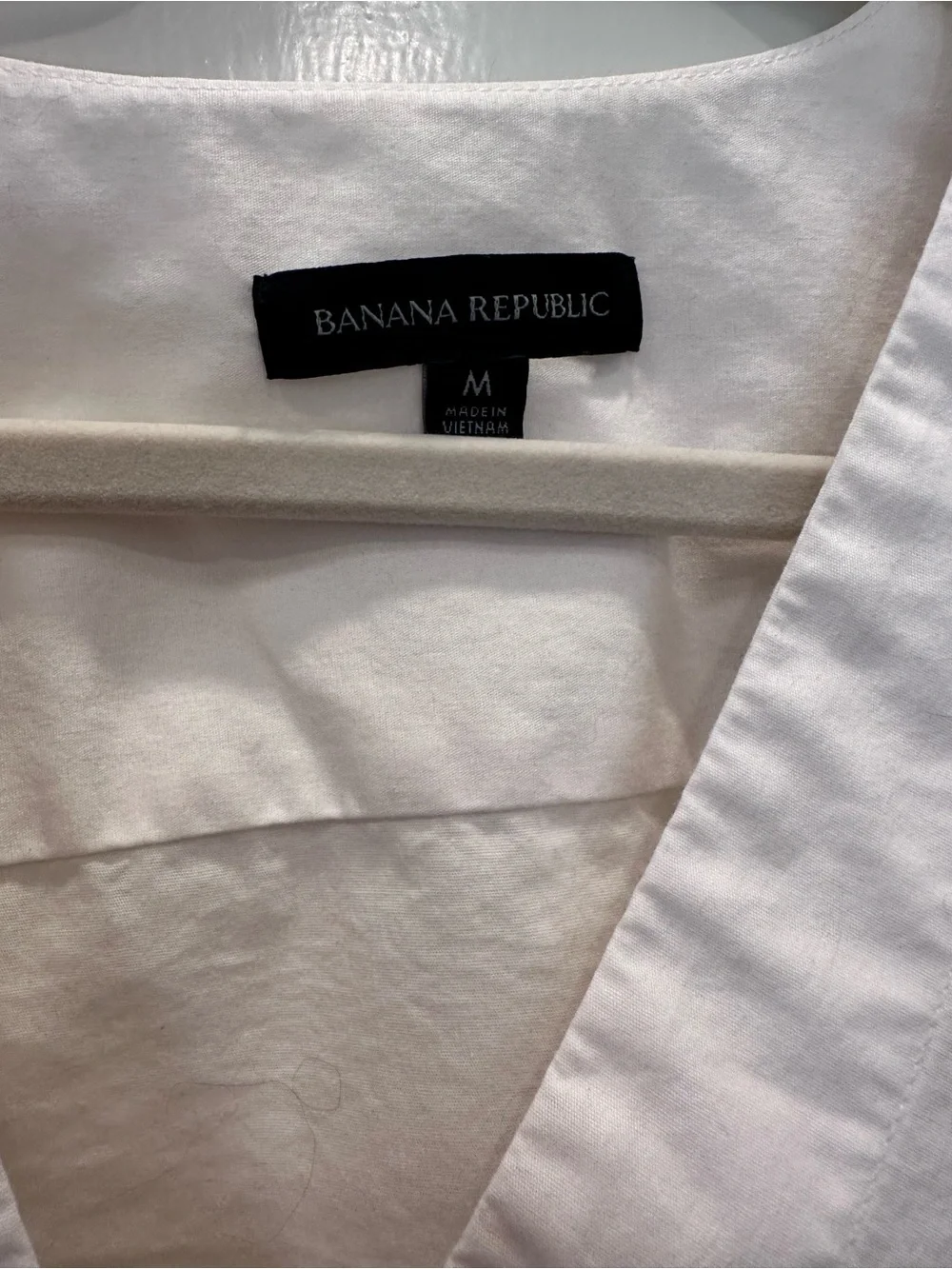 Banana Republic White Poplin Puff Sleeve Wrap Top with Side Tie